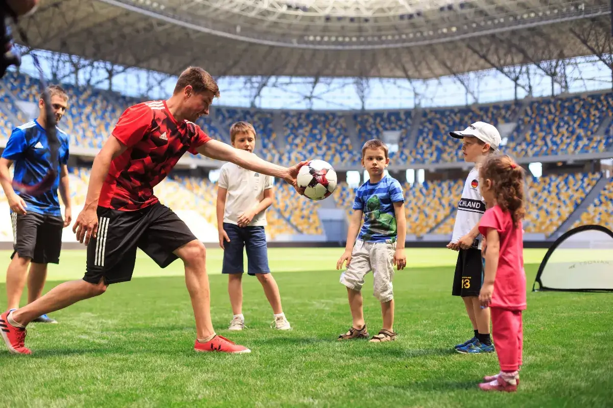 Football freestyle training at the Arena Lviv