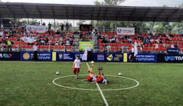 Performance at the final of the Global Football international tournament at the UkrTelecom Arena.