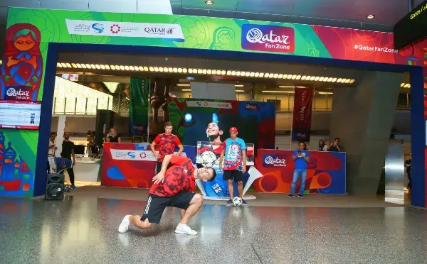 Performance at the opening ceremony of the Qatar Fan Zone World Cup 2018 at Hamad Airport.
