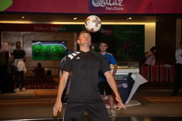 Performance at the Qatar Fan Zone World Cup 2018 at Hamad Airport.
