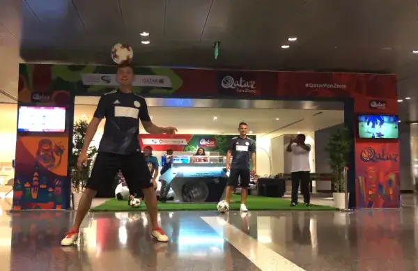 Performance at the Qatar Fan Zone World Cup 2018 at Hamad Airport.