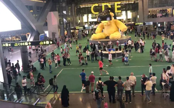 Performance at the Qatar Fan Zone World Cup 2018 at Hamad Airport.