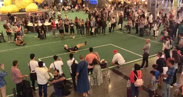 Performance at the Qatar Fan Zone World Cup 2018 at Hamad Airport.
