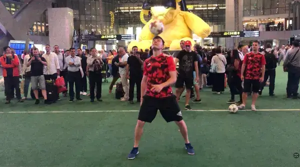 Performance at the Qatar Fan Zone World Cup 2018 at Hamad Airport.