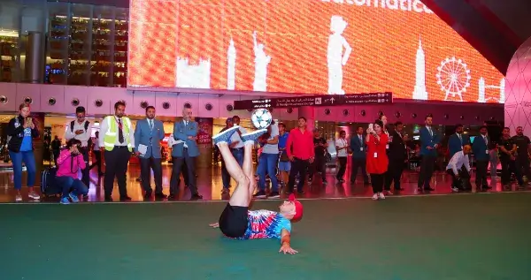 Performance at the Qatar Fan Zone World Cup 2018 at Hamad Airport.
