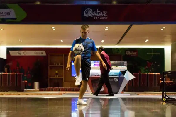 Performance at the Qatar Fan Zone World Cup 2018 at Hamad Airport.
