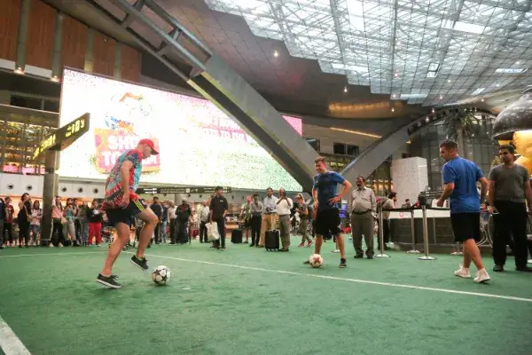 Performance at the Qatar Fan Zone World Cup 2018 at Hamad Airport.